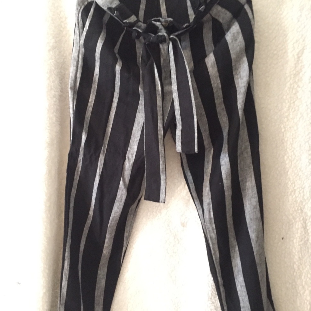 Linen stripped Who Whore What pants